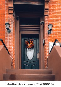 Autumnal Decorated Entrance In NYC