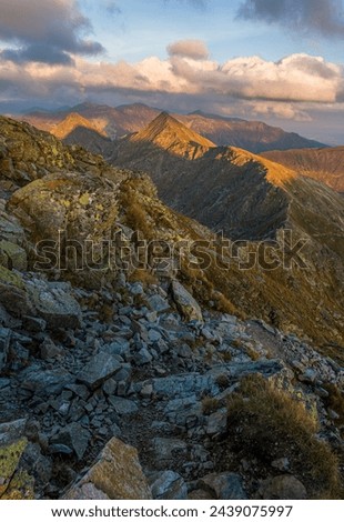 autumnal view from rohace mountains with guidepost - zapadne vysoke tatry - west high tatra mountains- Slovakia