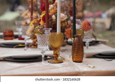 An Autumnal Wedding Tablescape Layered In Warm Hues And Textural Botanicals