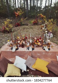 An Autumnal Wedding Tablescape Layered In Warm Hues And Textural Botanicals