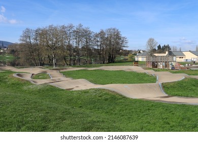 Autun, France - 04 10 2022 : Mountain Bike, BMX, BMX, Roller, Skate And Scooter Track, Town Of Autun, Department Of Saône Et Loire, France