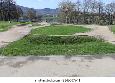 Autun, France - 04 10 2022 : Mountain Bike, BMX, BMX, Roller, Skate And Scooter Track, Town Of Autun, Department Of Saône Et Loire, France