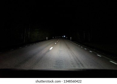 auxiliary lamps lighting up the dark road - Shutterstock ID 1348560422