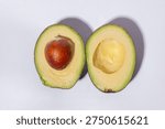 Avacado split open from a top angle