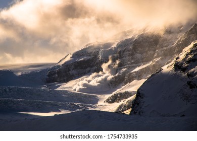 Avalache At The Athabasca Glacier