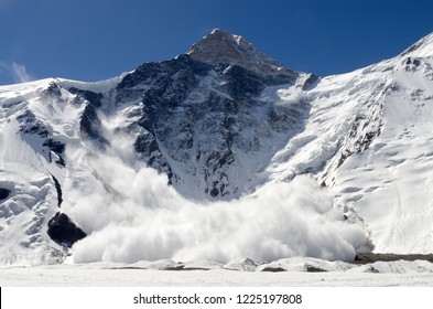 Avalanche from Khan Tengri Peak, Central Tian Shan, Kazakhstan - Kyrgyzstan - China - Shutterstock ID 1225197808