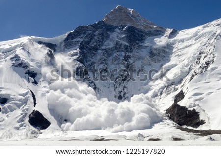 Avalanche from Khan Tengri Peak, Central Tian Shan, Kazakhstan - Kyrgyzstan - China