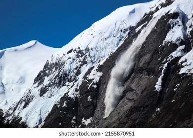 Avalanche at Tracy Arm Fjord, Alaska, May 8, 2022, as seen from the cruise ship Carnival Miracle