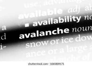 avalanche word in a dictionary. avalanche concept.