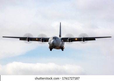 Avalon, Australia - February 24, 2015: Royal Australian Air Force Lockheed Martin C-130J Hercules military cargo aircraft.