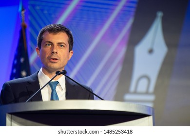 Aventura, FL/ USA -  August 8, 2019: Mayor Pete Buttigieg Addresses The Audience At The National Association Of Black Journalists And Answers Panel Questions.  