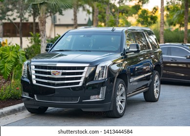 AVENTURA, FL, USA - MAY 30, 2019: Cadillac Escalade A Luxury Limo Suv