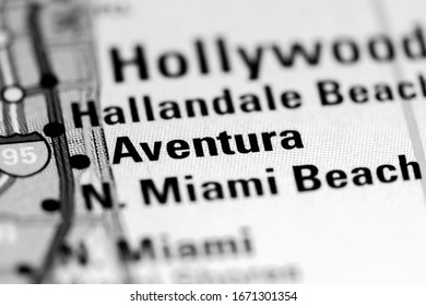 Aventura. Florida. USA On A Map