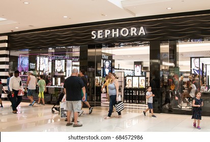 Aventura Mall. AVENTURA - JULY 23, 2017: Aventura Mall Is One Of Miami South Florida Largest Upscale Luxury Retail Malls. Sephora Cosmetic Front Store.