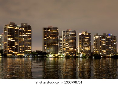 Aventura At Night In Florida