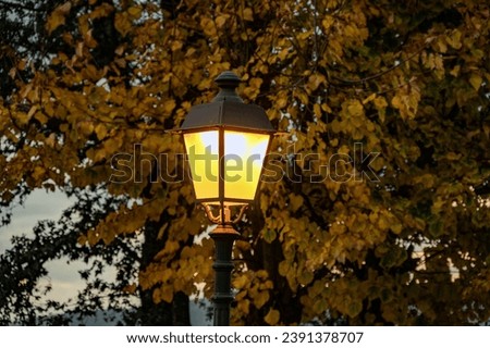 Similar – Image, Stock Photo Street light in dark night