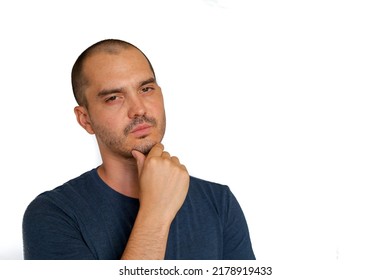 Average Looking Short Haired White Guy Posing On White Background