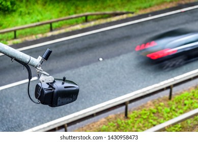 Average Speed Traffic Monitor Camera Over UK Motorway