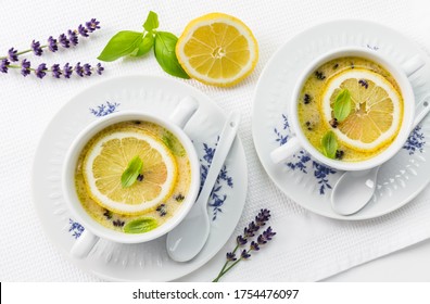 Avgolemono - Delicious Greek Chicken Egg And Lemon Soup. Mediterranean Sauce Or Soup.