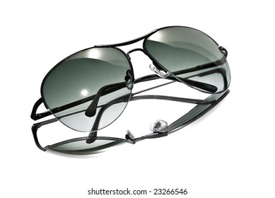 Aviator Style Sunglasses Isolated On A White Background.