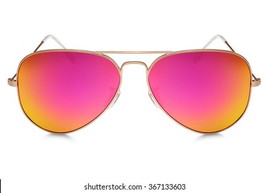 Aviator Sunglasses Isolated On White Background 