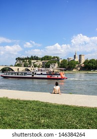 Avignon, Cityscape With River Rhone