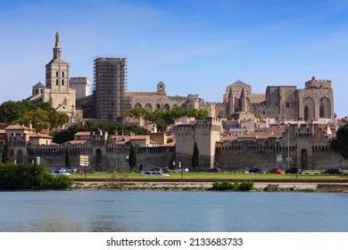 AVIGNON, FRANCE - SEPTEMBER 30, 2021: City view with Palais des Papes (Palace of the Popes) - UNESCO listed monument of Avignon, France.