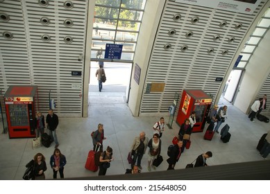 AVIGNON - OCT 3 - Passengers Await The Arrival Of The High Speed Train  In TGV Railway Station On Oct 3, 2011, In Avignon, France. 