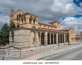 AVILA, SPAIN – JUNE 20, 2021: Basilica of San Vicente. It is a Catholic church and one of the best examples of Romanesque architecture in the country.