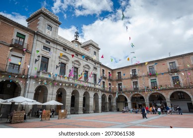 AVILA, SPAIN – JUNE 20, 2021: City Hall of Avila. It is located in the Mercado Chico Square.