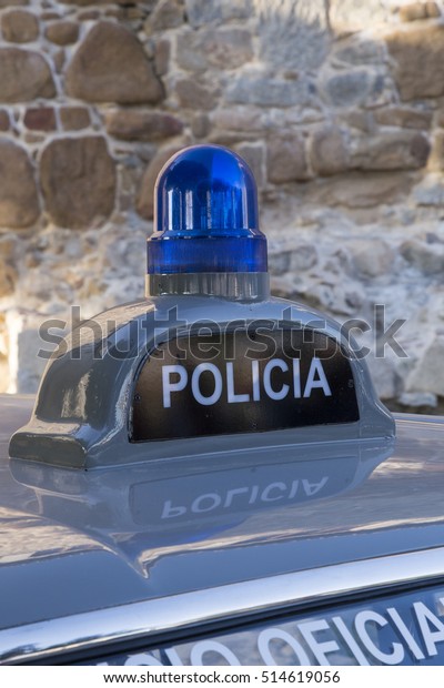 Avila, Spain - September 24, 2016\
- Old vehicle in the center of the city in a police\
display\
\
