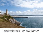 Aviles lighthouse view, Asturias, Spain. Spanish landmark