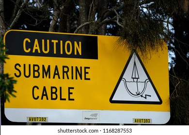 Avoca Beach NSW Australia underground submarine cable warning sign August 2018