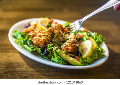 Avocado Chicken Salad Served On A Plate