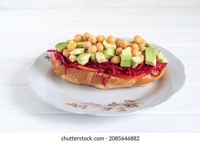 Avocado Chickpea Salad Sandwich. Vegan Food.