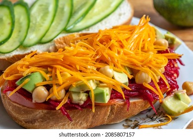 Avocado Chickpea Salad Sandwich. Vegan Food.