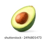 Avocado cut in half isolated on white background. clipping path.