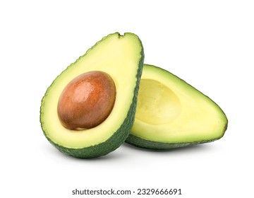 Avocado cut in half isolated on white background. Clipping path. - Shutterstock ID 2329666691