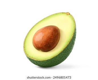 Avocado cut in half isolated on white background. clipping path.