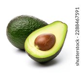 Avocado isolated on white background. avocado sliced closeup.