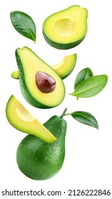 Avocado isolated on white background. Ripe fresh avocado Clipping Path. Avocado with leaf - Shutterstock ID 2126222846