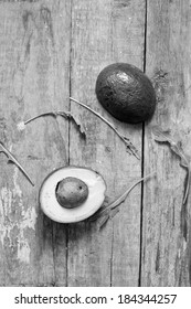 Avocado on a rustic  table