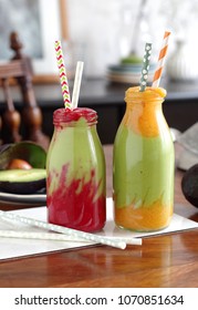 Avocado Raspberry Smoothie And Avocado Mango Smoothie