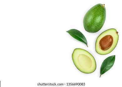 avocado and slices isolated on white background with copy space for your text. Top view. Flat lay - Powered by Shutterstock