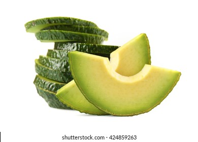 Avocado Slices Isolated On White