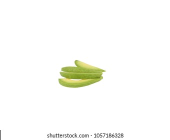 Avocado Slices On White Background