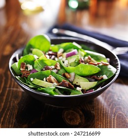 Avocado Spinach Salad With Feta Cheese, Pecans And Bacon