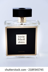 Avon Little Black Dress Perfume Bottle On White Background. Spray. Modern Luxury Parfum De Toilette. Kyiv, Ukraine - August 12, 2022.