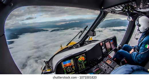 AW139 Helicopter Cockpit In Flight