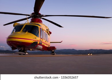 AW139  Helicopter Resting On Helipad